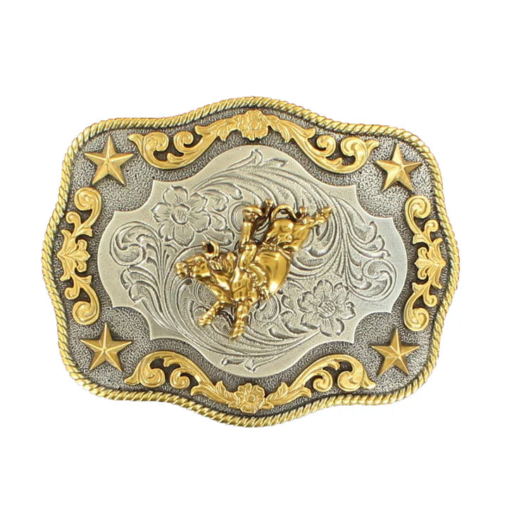 Silver/Gold Bull Rider Belt Buckle