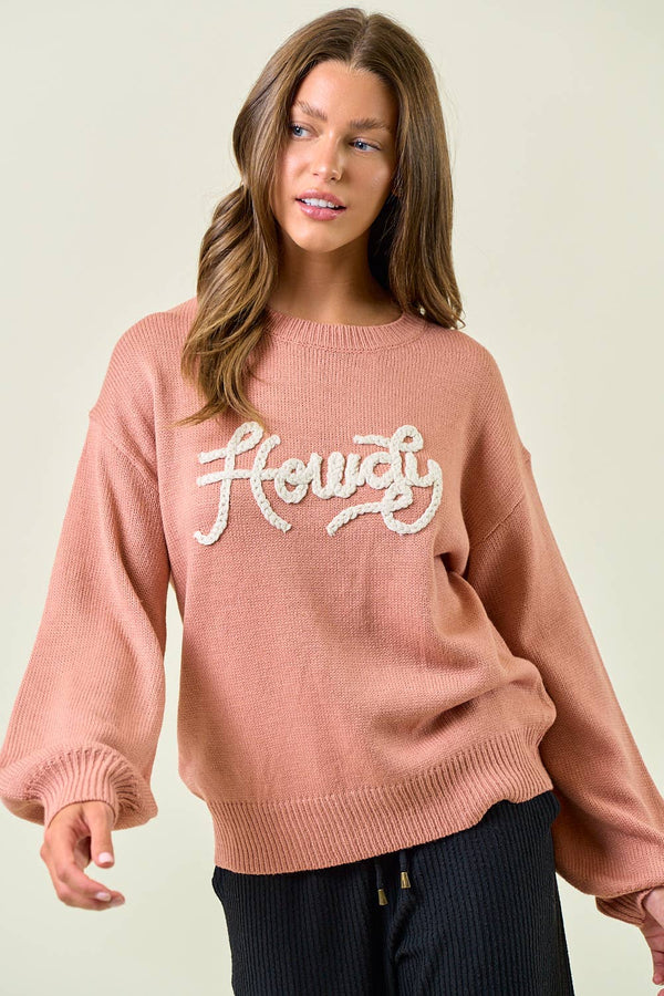 Howdy Oversized Sweater - Clay