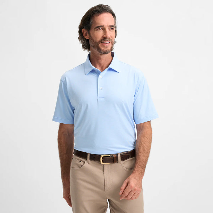 Club Pinstripe Performance Polo - Heritage Blue
