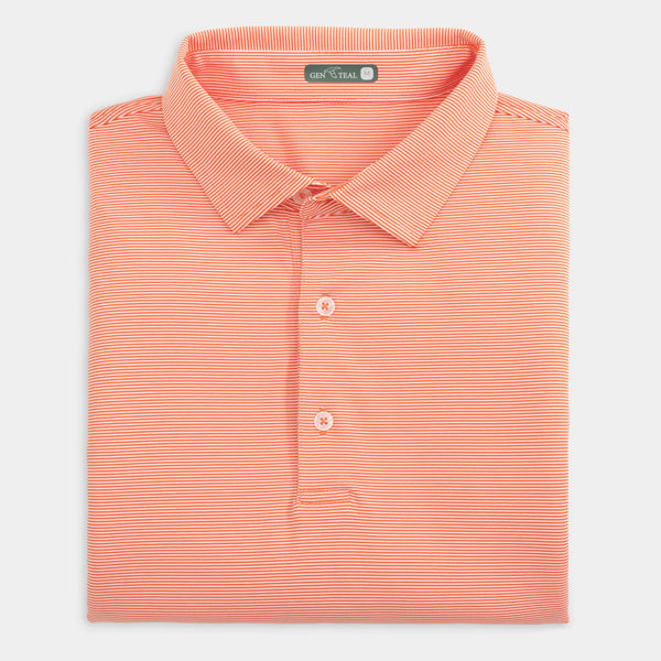 Club Pinstripe Performance Polo - Orange