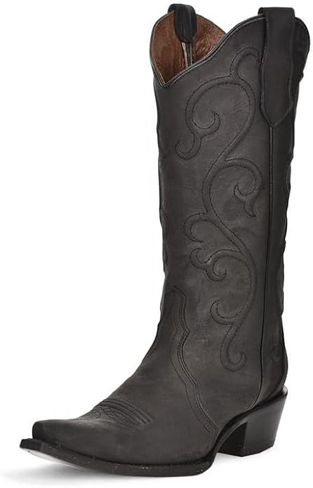 Ladies Black Embroidery Snip Toe Boot