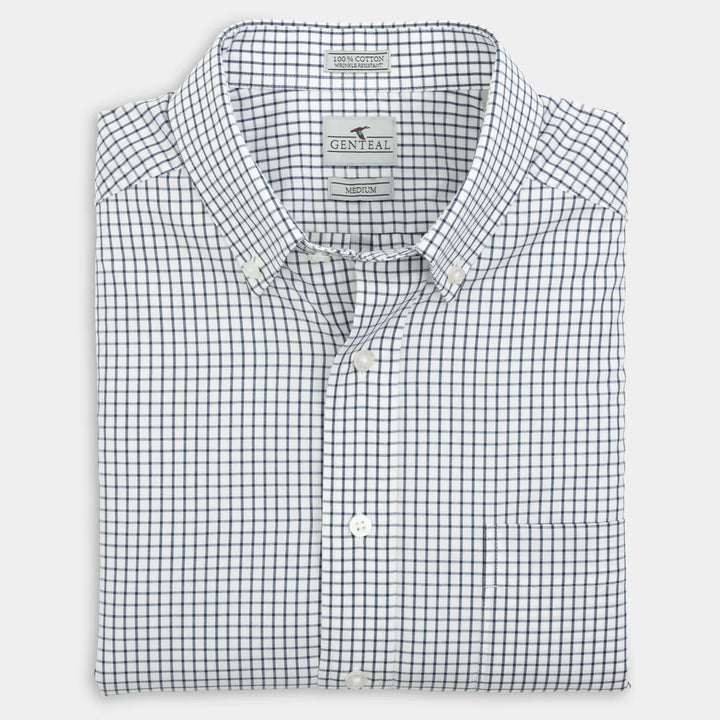 Navy Tattersall Cotton Sport Shirt
