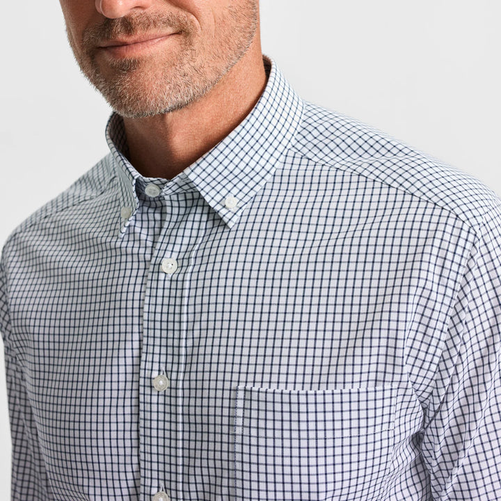 Navy Tattersall Cotton Sport Shirt
