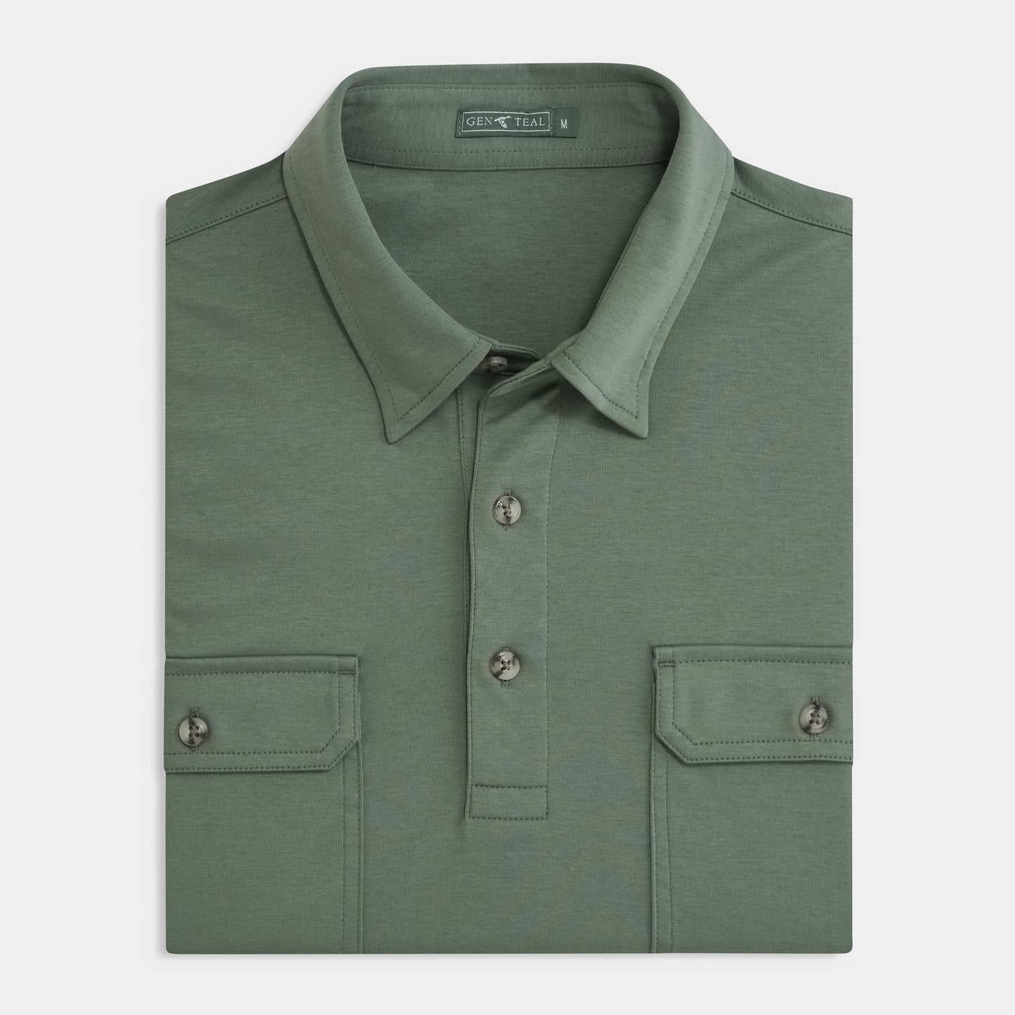 Laurel Green Long Sleeve Utility Polo