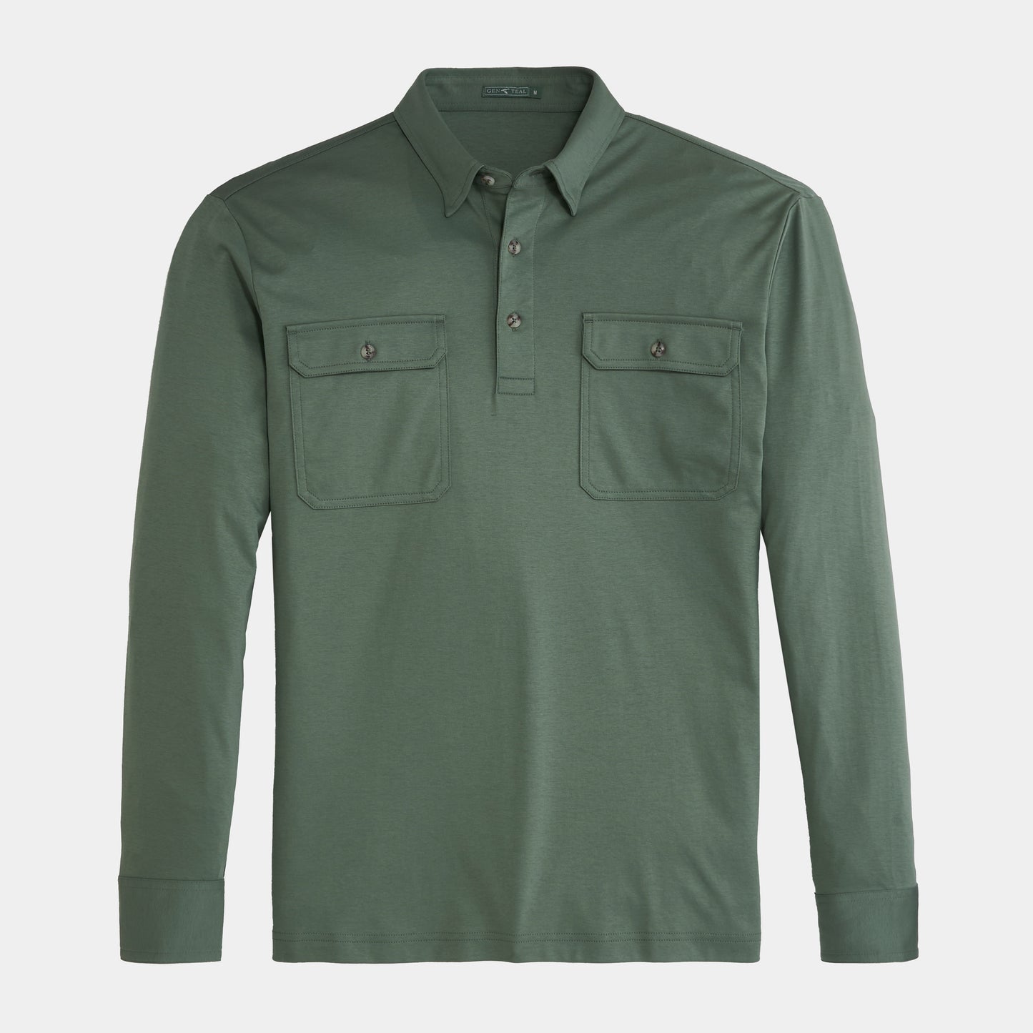 Laurel Green Long Sleeve Utility Polo