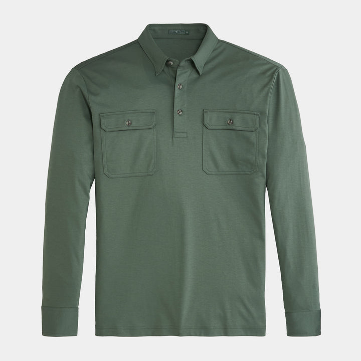 Laurel Green Long Sleeve Utility Polo