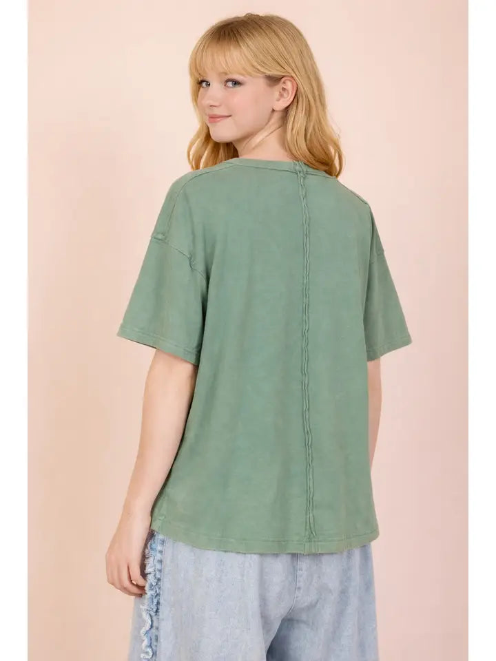 Mineral Washed Pocket Tee - Sage