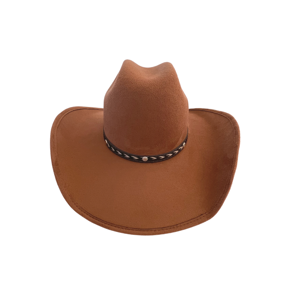 Unisex Vegan Suede Western Cowboy Hat: Mocha / Medium (56-58cm)