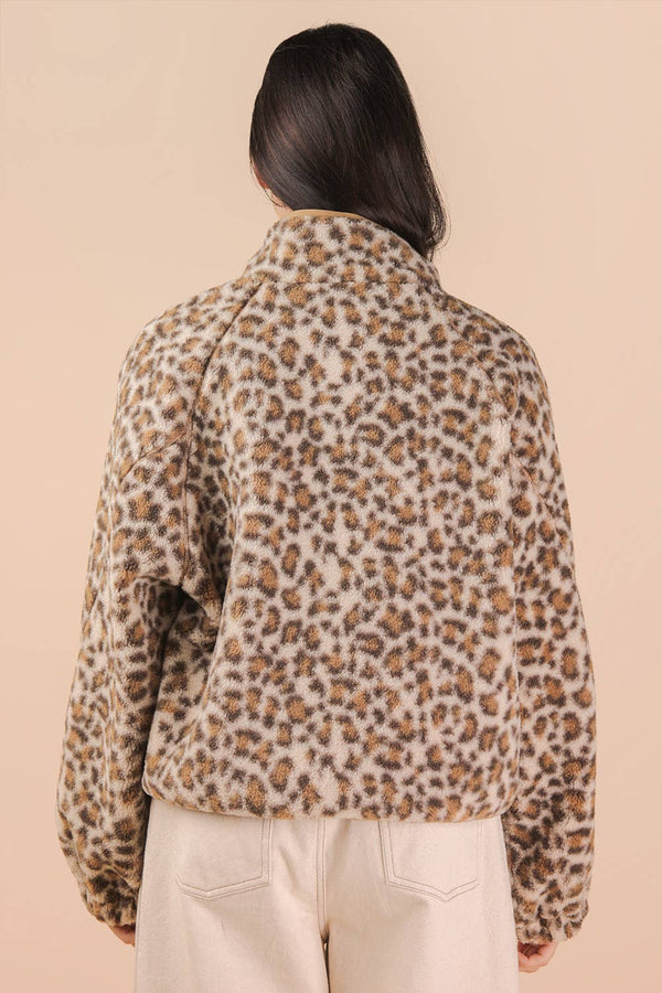 Leopard Fleece Jacket - Cream