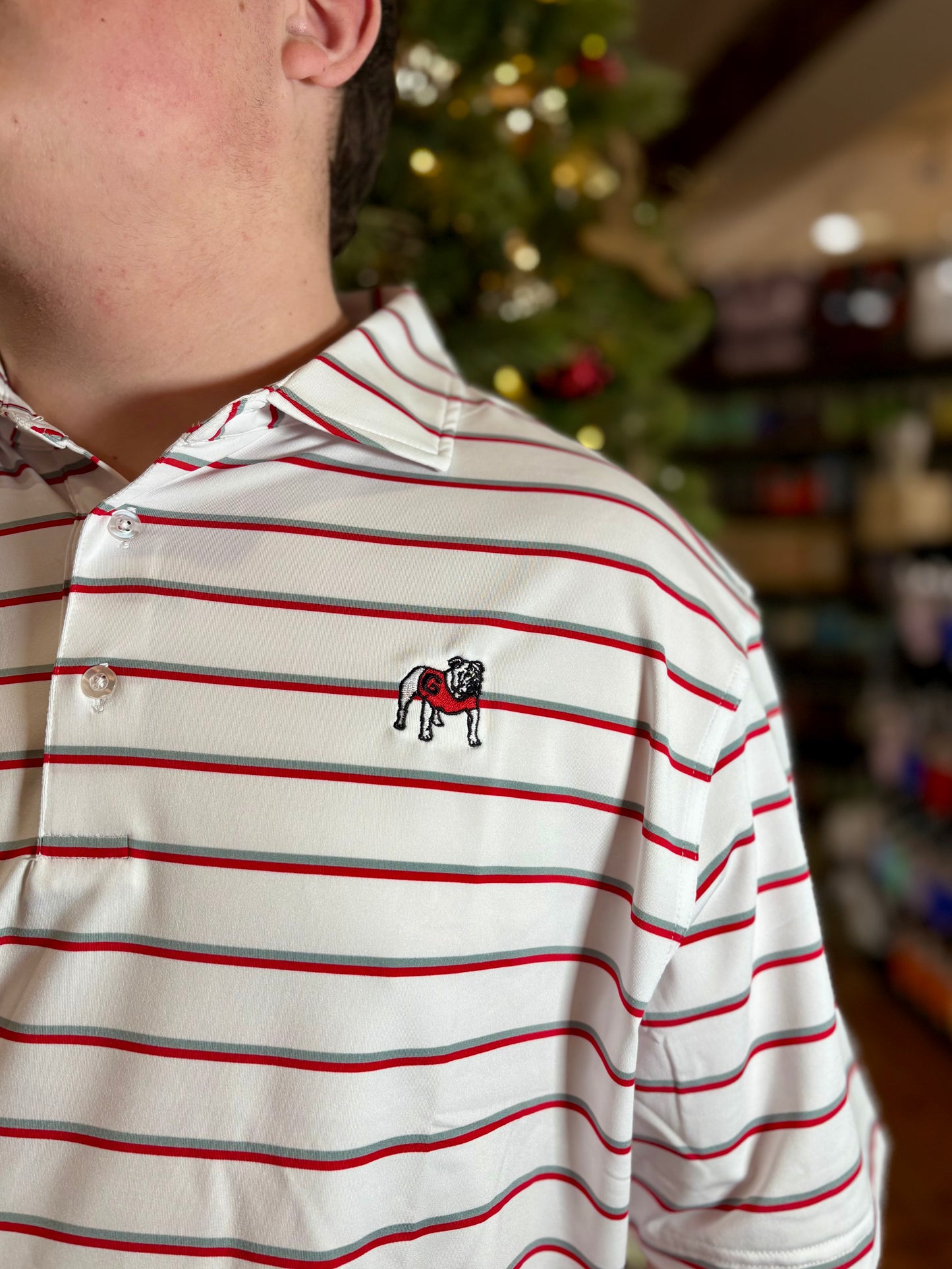 Standing Dawg Polo- Red/ White/ Silver