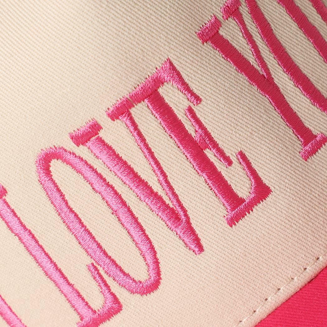 I Love You Trucker Hat - Pink & Cream