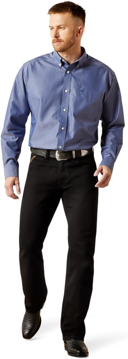 Wrinkle Free Solid Pinpoint Oxford LS Shirt - Oxford blue