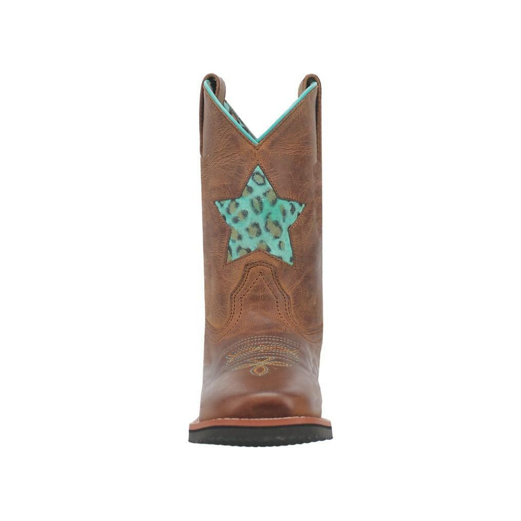 Girls Star Inlay Square Toe Western Boot