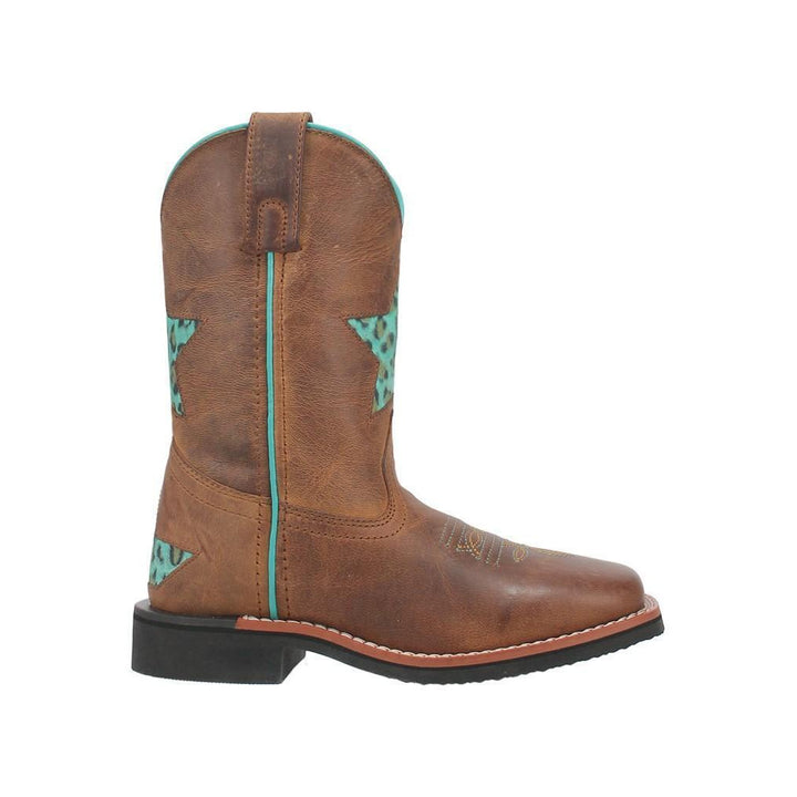 Girls Star Inlay Square Toe Western Boot
