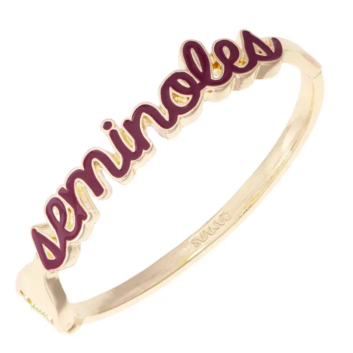 Florida State Seminoles Cursive Enamel Hinge Bangle