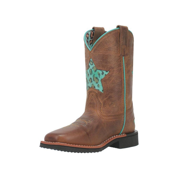 Girls Star Inlay Square Toe Western Boot