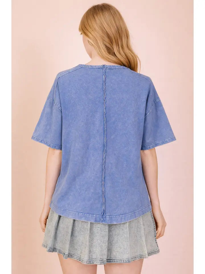 Mineral Washed Pocket Tee - Blue