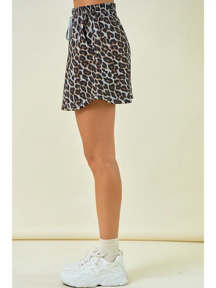 Leopard Terry Mini Skirt