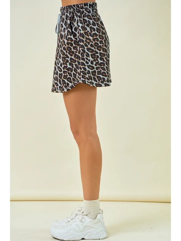 Leopard Terry Mini Skirt