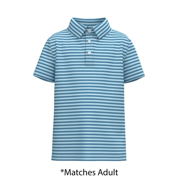 Youth Boys Sarasota Stripe Polo- Sweet Water