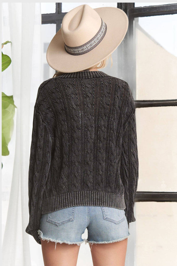 Mineral Washed Sweater - Charcoal