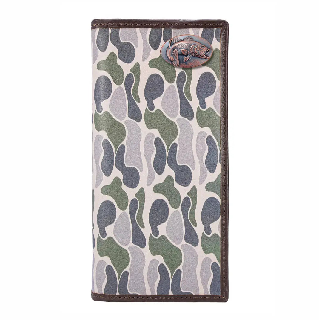 Brown Old School Camo Roper Wallet - Bass Concho