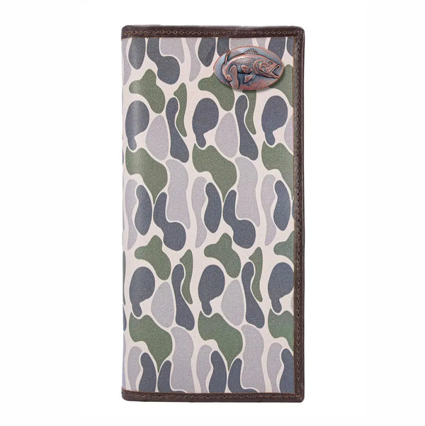 Brown Old School Camo Roper Wallet - Bass Concho