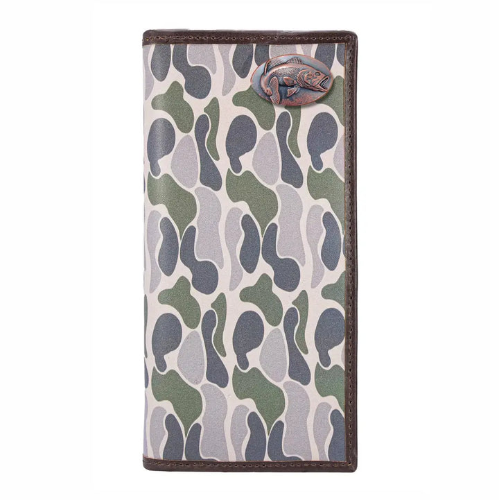 Brown Old School Camo Roper Wallet - Bass Concho
