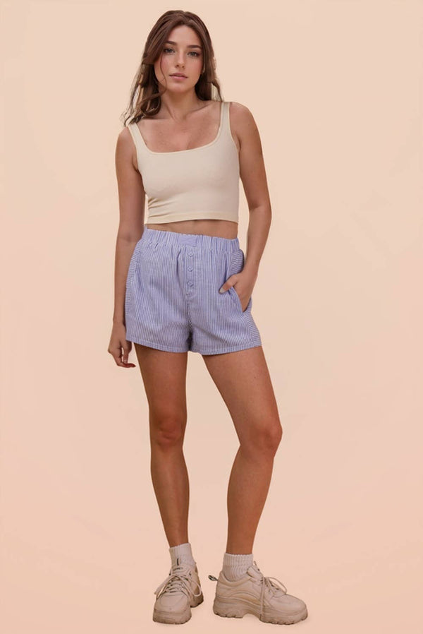 Striped & Checker Boxer Shorts - Blue Stripe