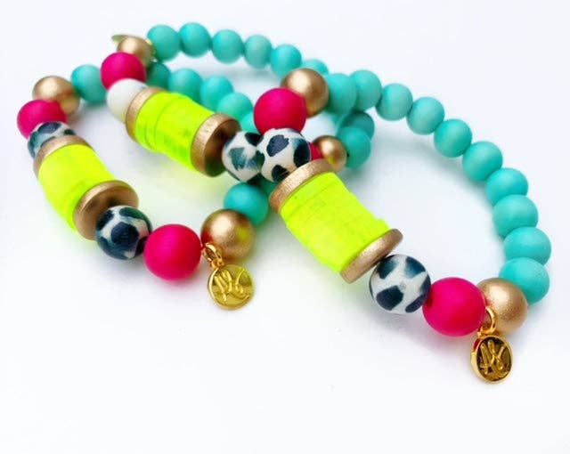 Aqua Fuchsia Black White Neon Yellow Disk