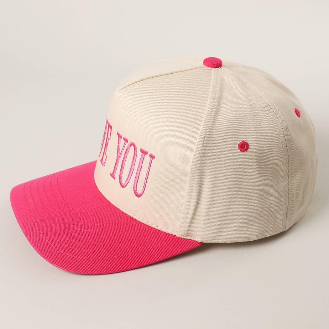 I Love You Trucker Hat - Pink & Cream