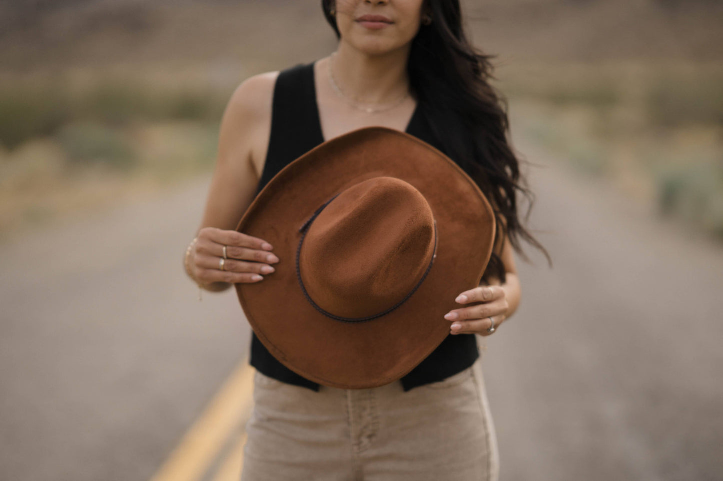 Unisex Vegan Suede Western Cowboy Hat: Tobacco / Medium (56-58cm)