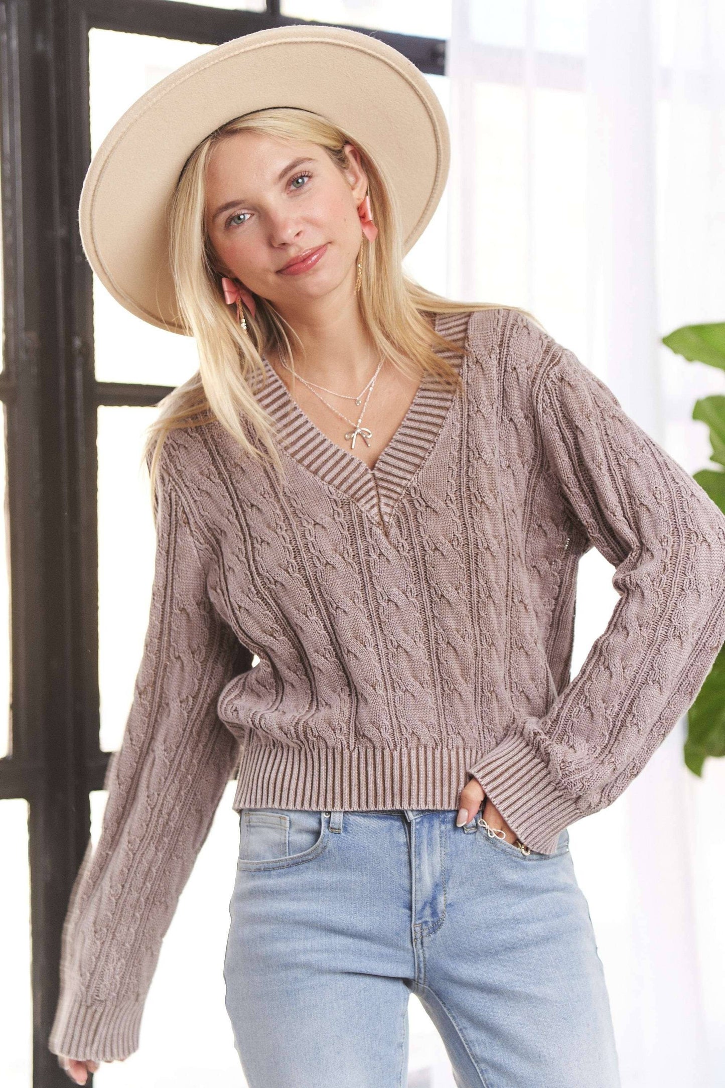 Mineral Washed Sweater - Taupe