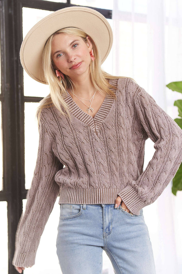 Mineral Washed Sweater - Taupe