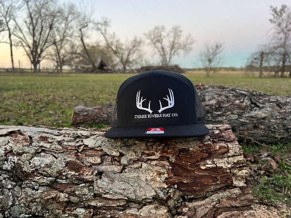 Classic Whitetail Rack - Flatbill Snapback Hat - Richardson 168: Khaki/Loden