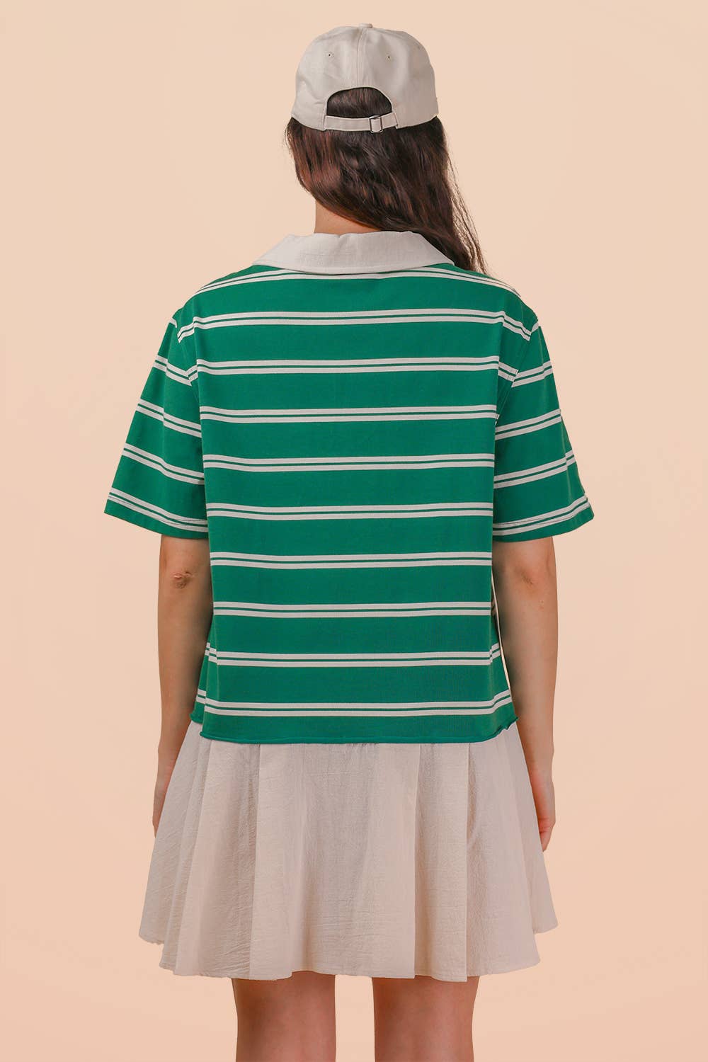 Striped Shirt Mini Dress - Green
