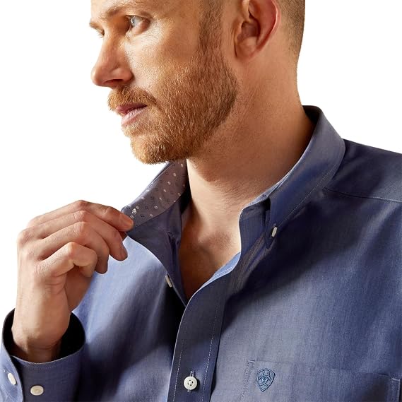 Wrinkle Free Solid Pinpoint Oxford LS Shirt - Oxford blue