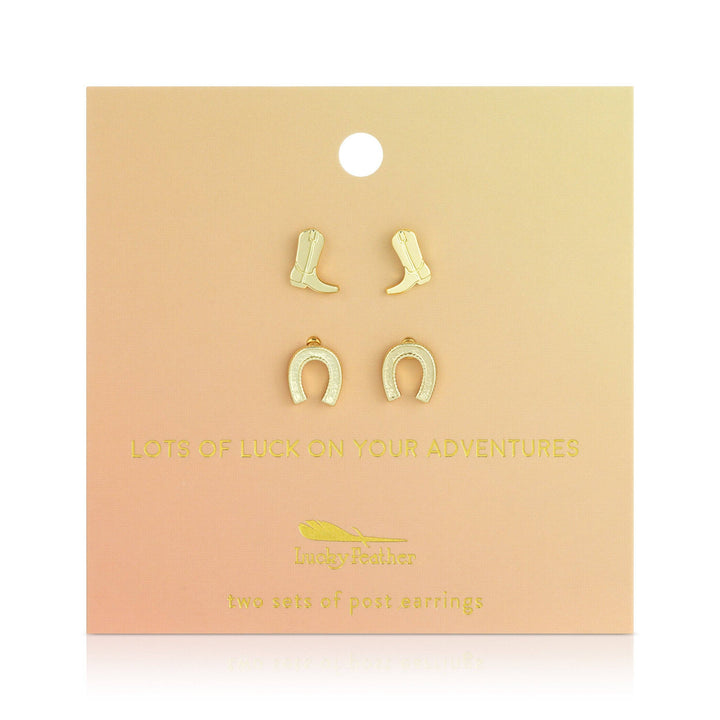 Earring Set - 2 pr - Boots + Horseshoe - LOTS