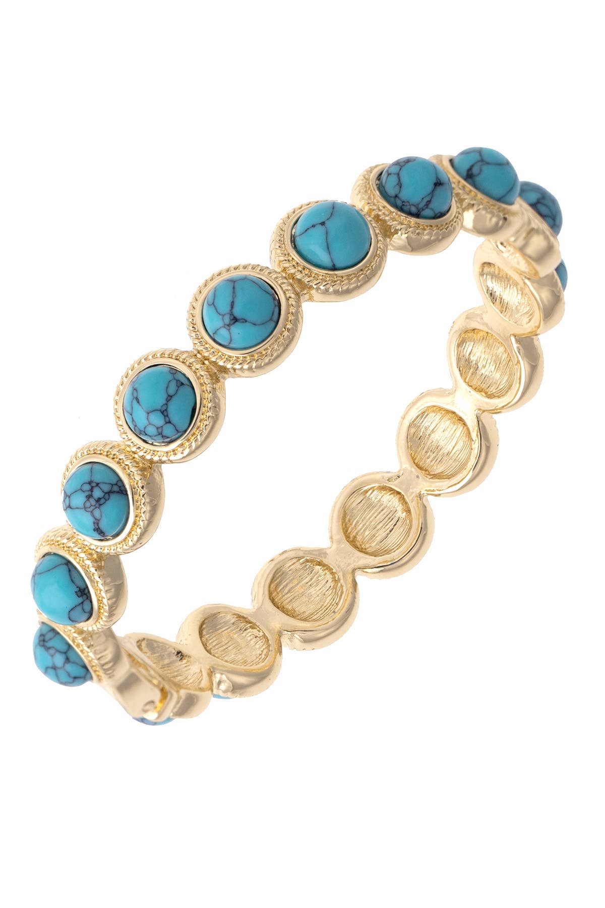 Casey Cabochon Hinge Bangle in Turquoise