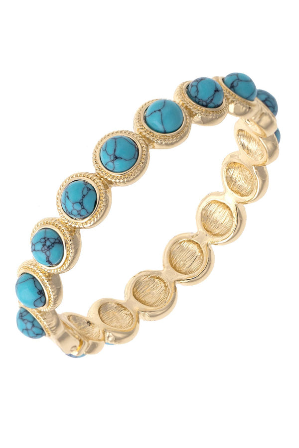 Casey Cabochon Hinge Bangle in Turquoise