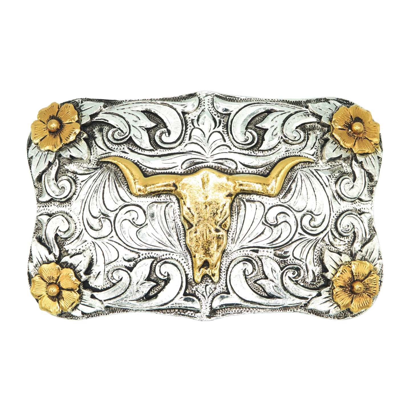 Deer Skull with Classic Flowers Buckle