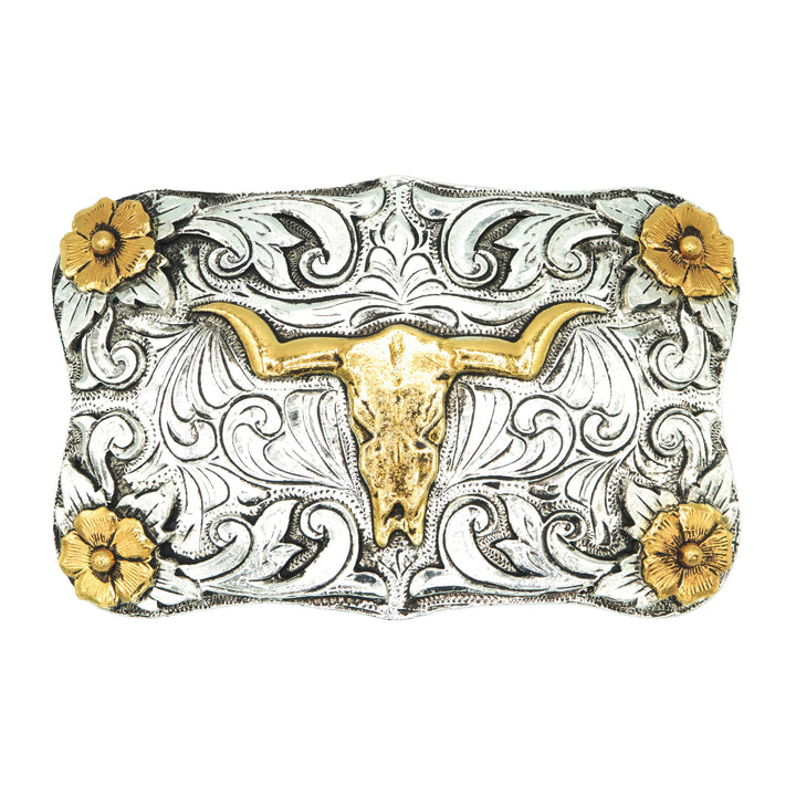 Deer Skull with Classic Flowers Buckle