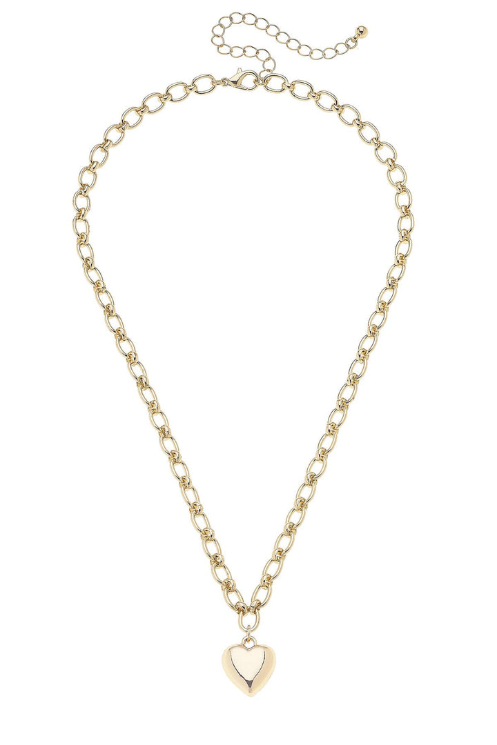Charlotte Heart Linked Necklace in Shiny Gold