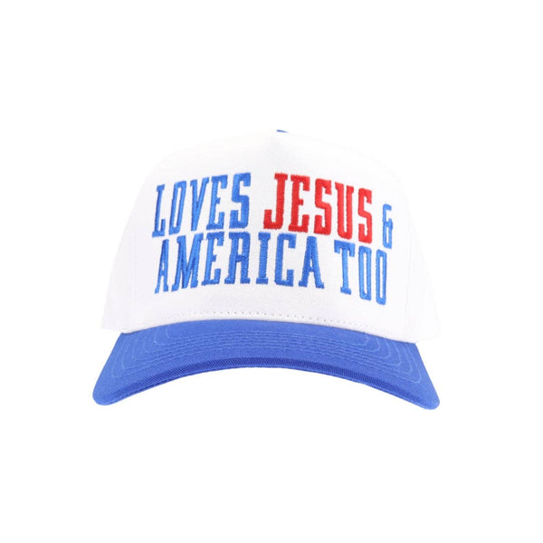 Loves Jesus and America Too Trucker Hat - Red