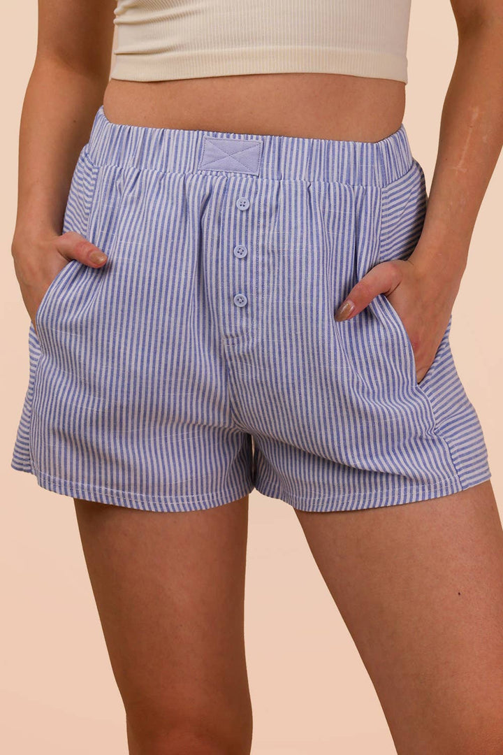 Striped & Checker Boxer Shorts - Blue Stripe