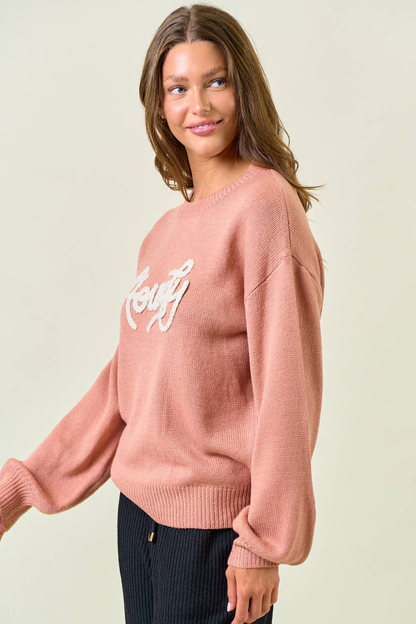 Howdy Oversized Sweater - Clay