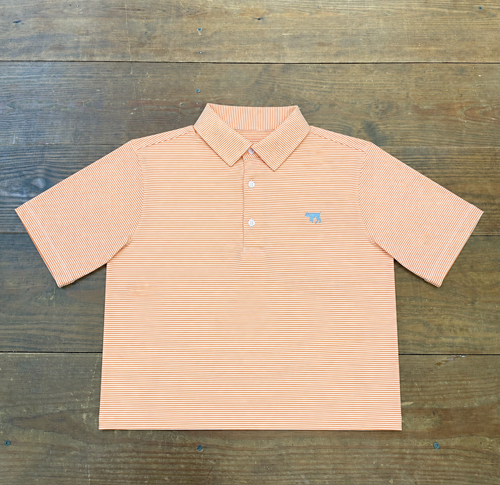 Dallas Wayne Pointer Polo - Micro Orange/  White Stripe