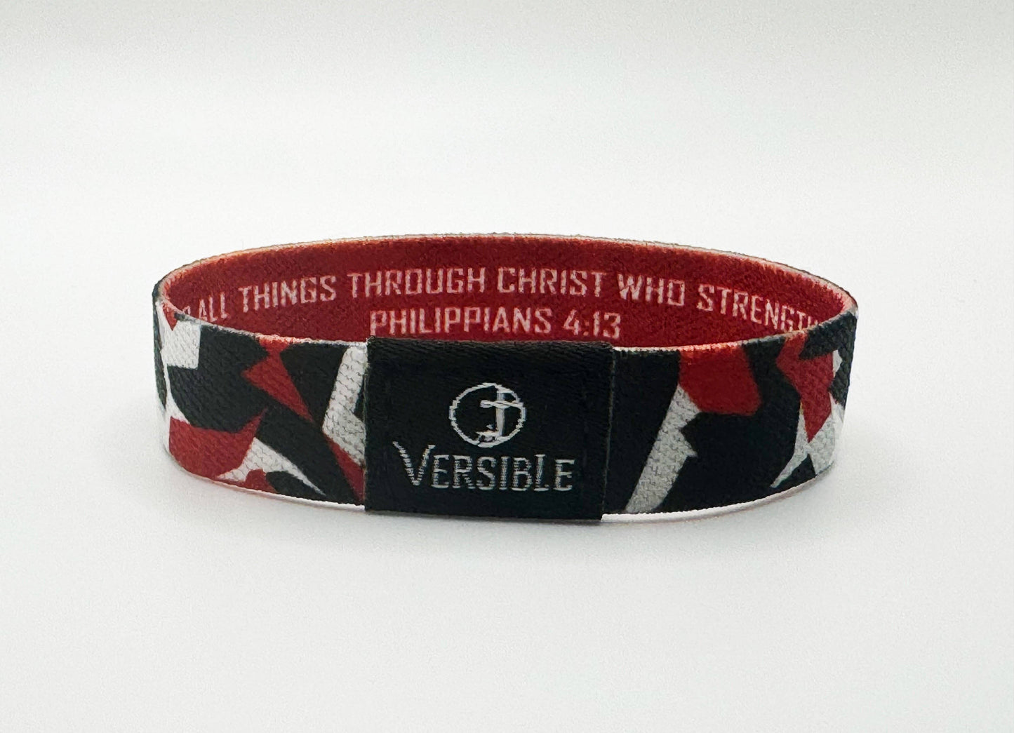 Team Camo / Philippians 4:13 Wristband: Red & Black