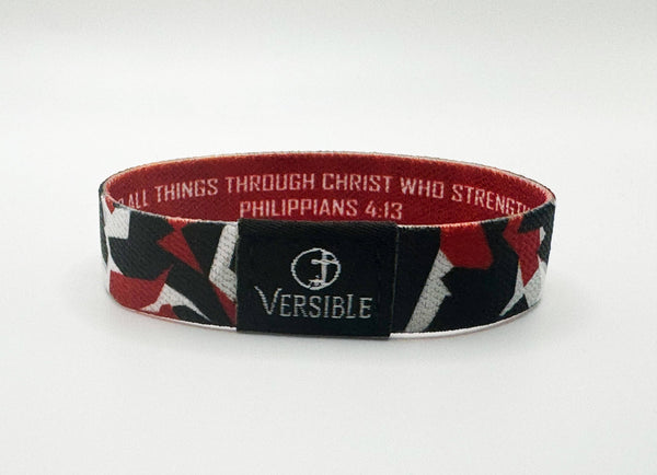 Team Camo / Philippians 4:13 Wristband: Red & Black