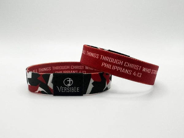 Team Camo / Philippians 4:13 Wristband: Red & Black